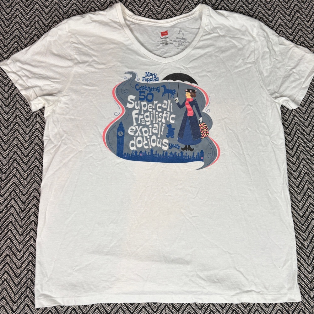 Disney Parks Mary Poppins Women’s V-neck T-Shirt Celebrating 50 years